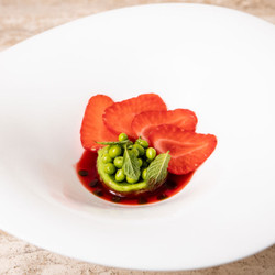 Pea Sorbet With Strawberries And Mint
