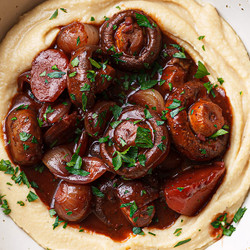 Mushroom + Miso Bourguignon With Butter Bean Mash
