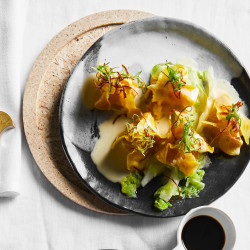 Kazuki’s Prawn And Chive Dumplings, Sake Butter And Ponzu