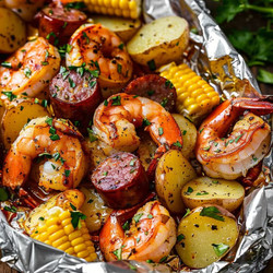 Shrimp And Sausage Foil Packet Dinner