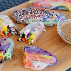 Rainbow Summer Spring Rolls With Almond Butter Dipping Sauce (2 Ways)