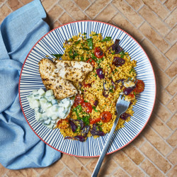 Lemony Salmon &amp; Mediterranean-style Veg Bulgur