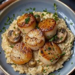 Scallops And Mushroom Risotto