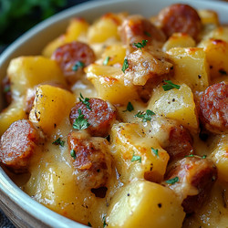Kielbasa Sausage Cheesy Potato Casserole