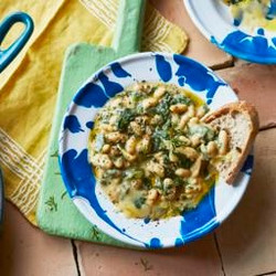 White Beans In A Creamy Tarragon And Dill Sauce