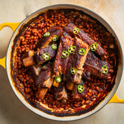 Sticky Bbq Ribs With Baked Beans