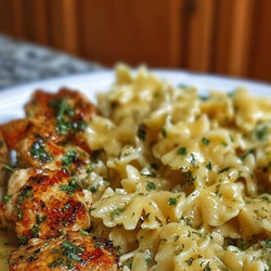 Garlic Butter Chicken Bites With Creamy Parmesan Bowtie Pasta