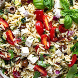 Mediterranean orzo pasta salad