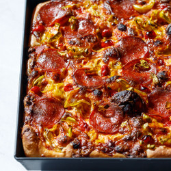 Detroit-style Pepperoni And Pickled Pepper Pan Pizza