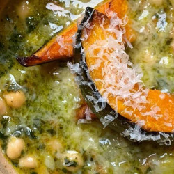 Brothy Chickpea + Roasted Pumpkin Soup