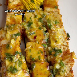 Spicy Garlic Parm Tofu Skewers