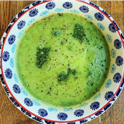 Supergreen Soup With Green Walnut Pesto