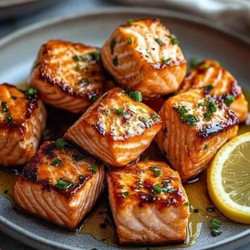 Air Fryer Hot Honey Salmon Bites