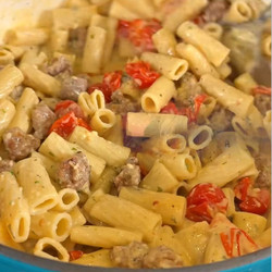 Boursin Cheese, Italian Sausage and Tomato Pasta