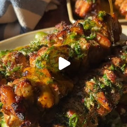 Smoky Chicken Skewers With Garlic Yogurt Marinade &amp; Tangy Herb Oil