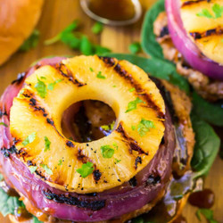 Teriyaki Burgers With Grilled Pineapple