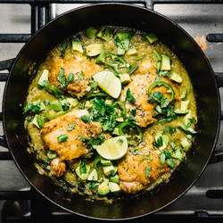Oven-baked Hatch Chile Salsa Verde Honey Chicken Thighs