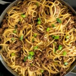 Mongolian Noodles With Ground Beef