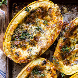 Remix of 4 Cheese Roasted Garlic Alfredo Stuffed Spaghetti Squash