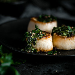 Miso Glazed Vegan Oyster Mushroom Scallops