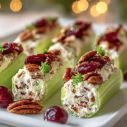 Cranberry Pecan Cream Cheese Stuffed Celery Snow Logs