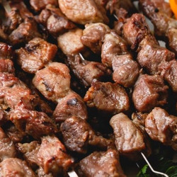 Pork Neck Shashlik with Onion and Shallots