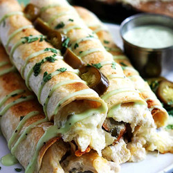 Slow Cooker Jalapeño Popper Chicken Taquitos