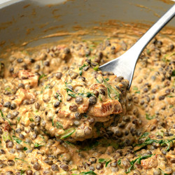 Super Creamy, Herby Sundried Tomato &amp; Spinach Puy Lentils