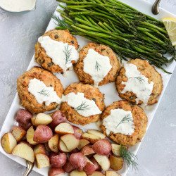 Sheet Pan Lemon Caper Salmon Cakes