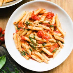 Juicy Penne Pasta With Cherry Tomatoes And Basil