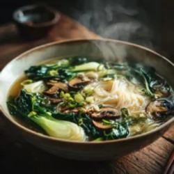 Healing Ginger Garlic Broth With Rice Noodles