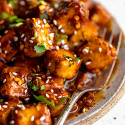 Air Fryer Tofu with Honey Garlic Sauce