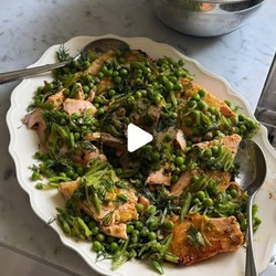 Salmon With Pea And Caper Relish