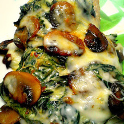 Smothered Chicken With Sauteed Mushrooms &amp; Creamed Spinach Recipe