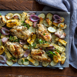 Tray Baked Chicken With Haloumi