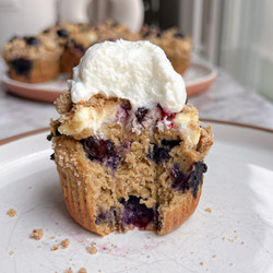 Protein-packed Blueberry Cream Cheese Coffee Cake Muffins