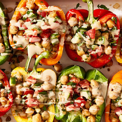 Vegetarian Stuffed Peppers With Falafel