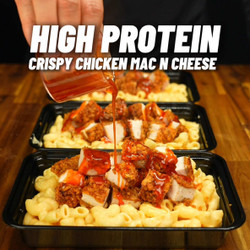 High Protein Crispy Chicken Mac N Cheese