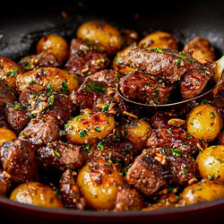 Garlic Butter Steak Bites with Crispy Potatoes