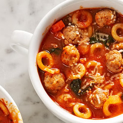 Mini Meatball And Pasta Marinara Soup
