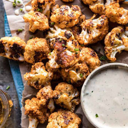 Spicy Cauliflower Cheese Bites With Tahini Ranch