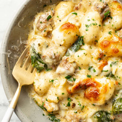 Pesto Sausage Gnocchi Bake