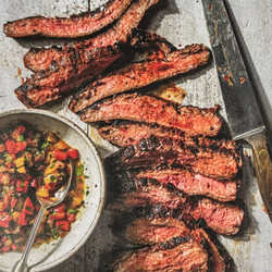 Grilled Flank Steak with Pepper Relish