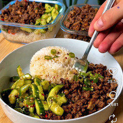 Sticky Beef With Smashed Cucumber Salad
