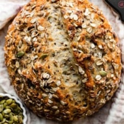 No Knead Seeded Oat Bread