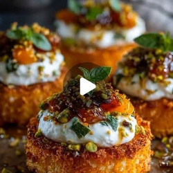 Sweet Potato Croquettes With Burrata Dip &amp; Pistachio Crunch