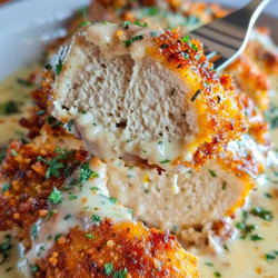 Longhorn-style Parmesan Crusted Chicken With Garlic Cream Sauce