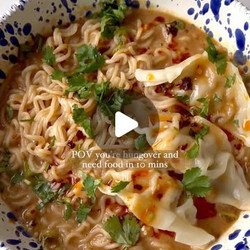 Spicy Peanut Noodles With Gyozas