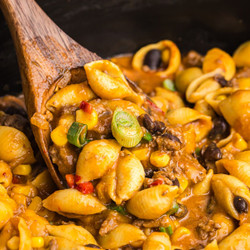 Slow Cooker Cheesy Taco Pasta