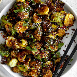 Chili Garlic Air Fryer Brussels Sprouts